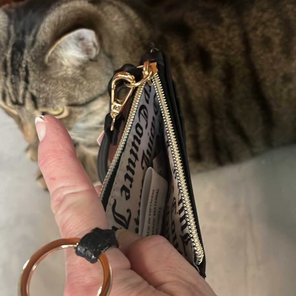 Juicy couture ID wallet & card holder / key chain black Vegan leather - Picture 8 of 10